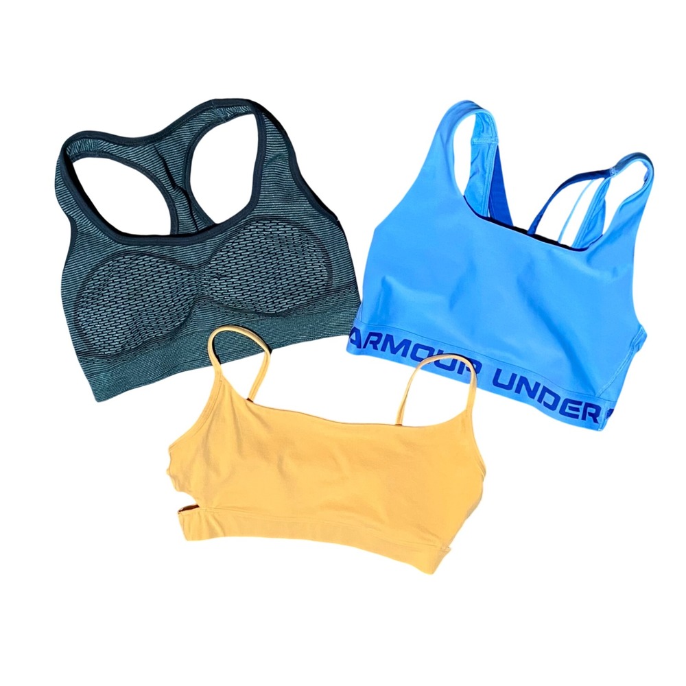 Gymshark Under Armour Stori Sports Bra Bundle Women Medium Teal Blue Orange